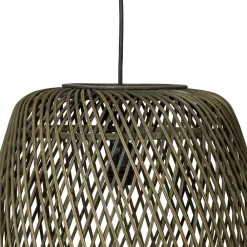 Wohnen Rattanmöbel|Lampen & Leuchten*Geflecht Hängeleuchte in Oliv Grün - Enzuena (2er Set)