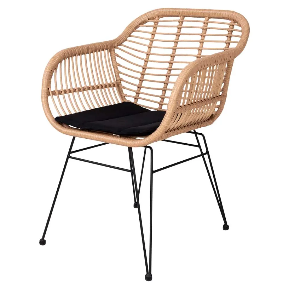 Wohnen Schwarze Möbel|Rattanmöbel*Geflecht Stühle in Beige Rattan - Ambo (2er Set)