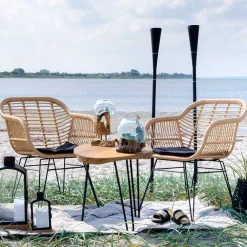 Wohnen Schwarze Möbel|Rattanmöbel*Geflecht Stühle in Beige Rattan - Ambo (2er Set)