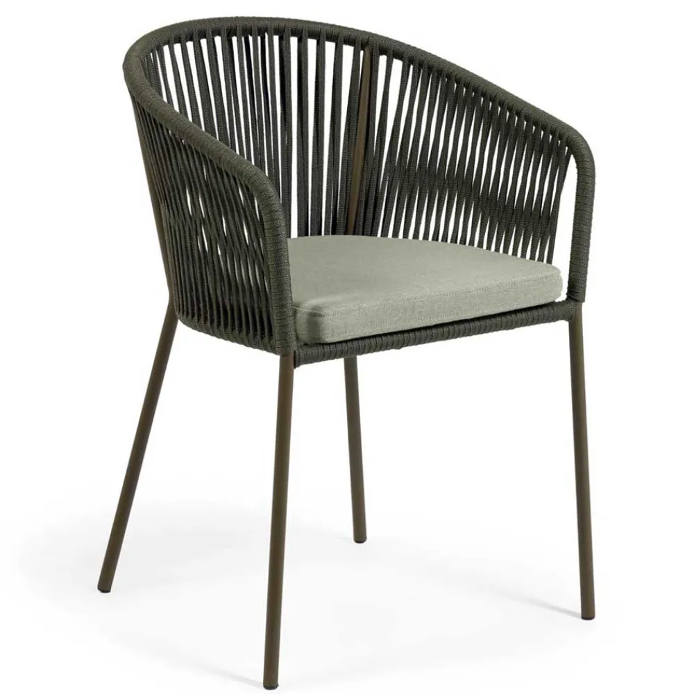 Wohnen Geflecht Stühle in Dunkelgrün - Zenuvra (4er Set)