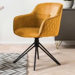 Wohnen Küchenstühle|Esszimmerstühle*Gelber Armlehnenstuhl mit Drehgestell - Bellatrix