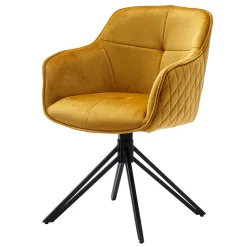 Wohnen Küchenstühle|Esszimmerstühle*Gelber Armlehnenstuhl mit Drehgestell - Bellatrix