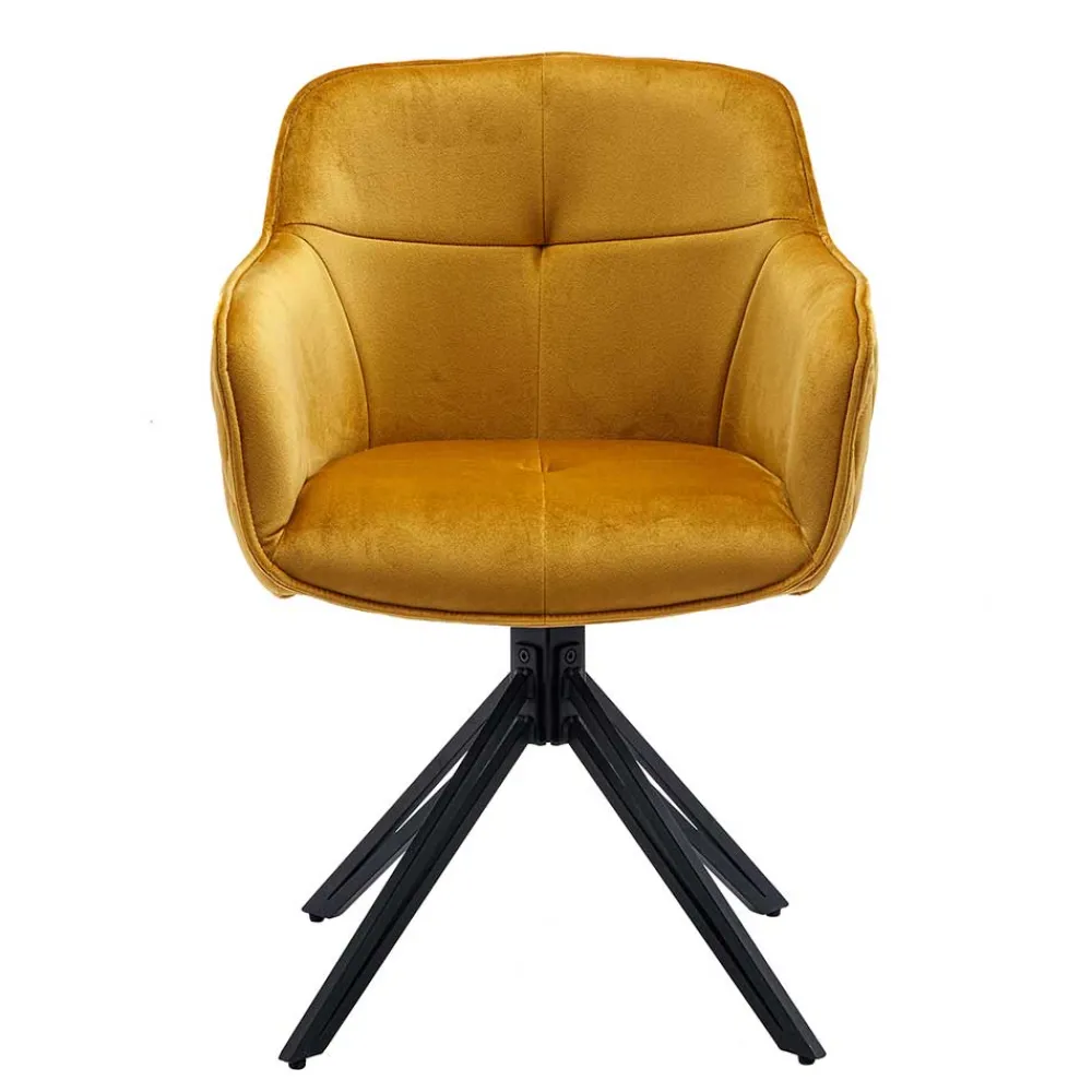 Wohnen Küchenstühle|Esszimmerstühle*Gelber Armlehnenstuhl mit Drehgestell - Bellatrix