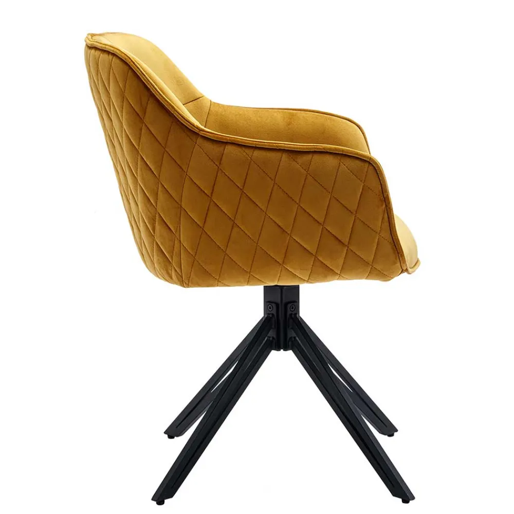 Wohnen Küchenstühle|Esszimmerstühle*Gelber Armlehnenstuhl mit Drehgestell - Bellatrix