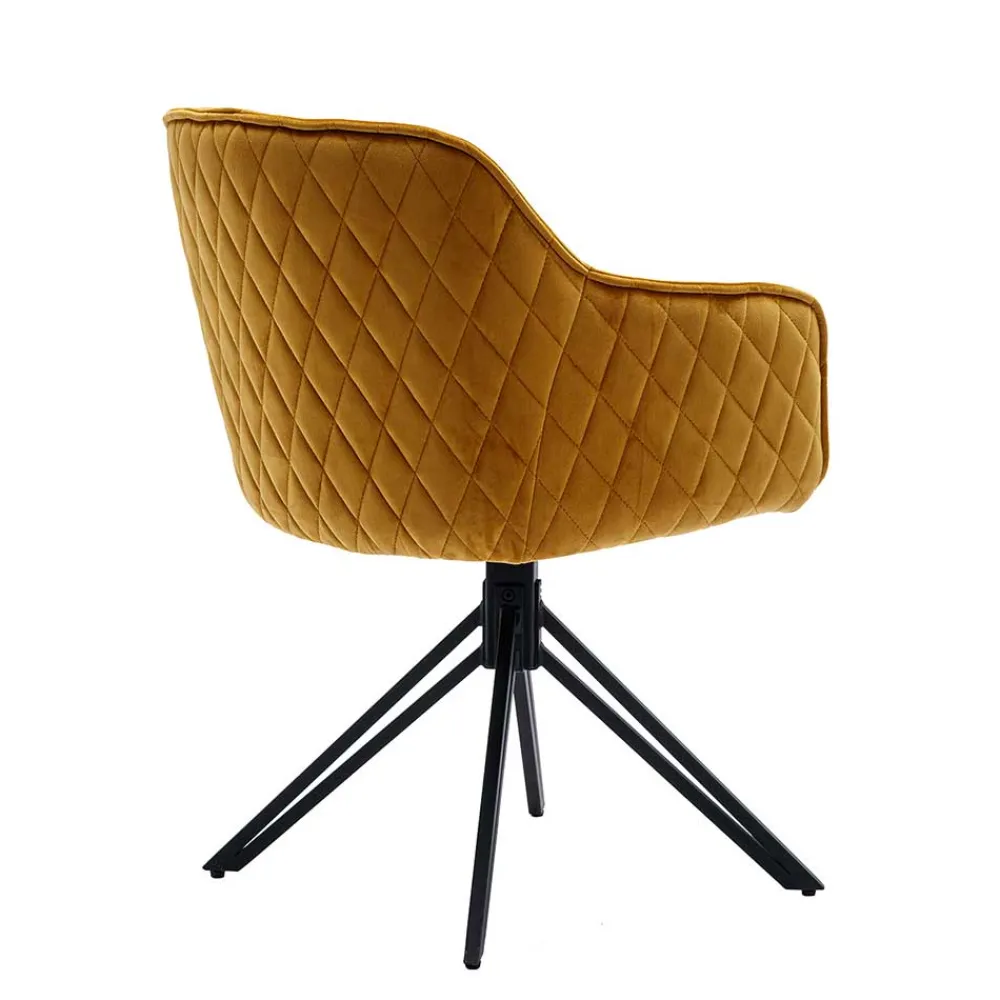 Wohnen Küchenstühle|Esszimmerstühle*Gelber Armlehnenstuhl mit Drehgestell - Bellatrix