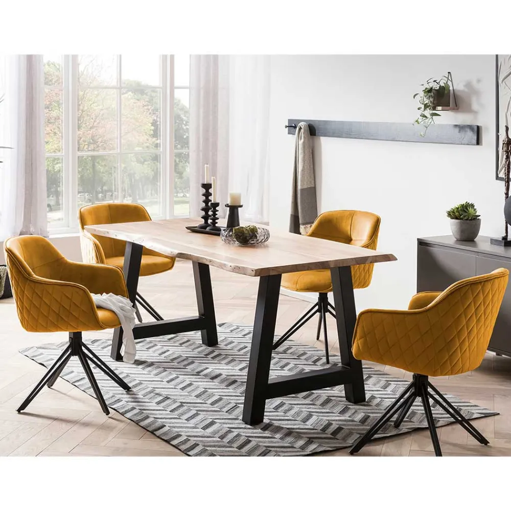 Wohnen Küchenstühle|Esszimmerstühle*Gelber Armlehnenstuhl mit Drehgestell - Bellatrix