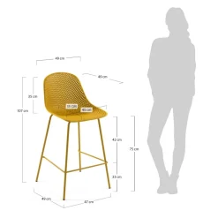 Wohnen Sessel & Hocker|Barhocker*Gelber Barstuhl mit 75 cm Sitzhöhe - Yalaz (4er Set)