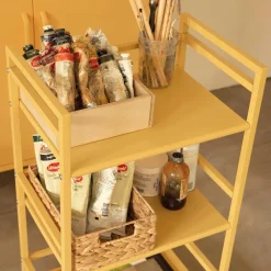 Wohnen Gelber Servierwagen mit drei Etagen - Leviada