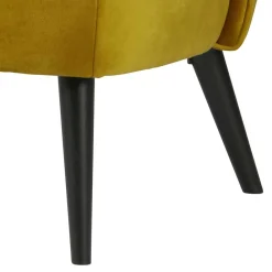 Wohnen Gelbes Samt Sofa Mid Century Ramia mit Holzbeinen in Schwarz