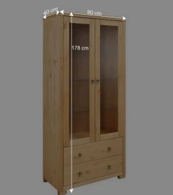 Wohnen Esszimmer-Vitrinen*Geölte Holz Vitrine in Kiefer Natur - Vinidad