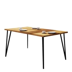 Wohnen Geölter Wildeiche Essenstisch mit Stahlbeinen - Mandirov