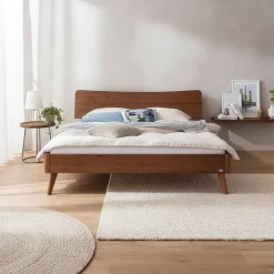 Wohnen Braune Möbel*Geöltes Bett in Braun Nussbaumholz - Rovigo