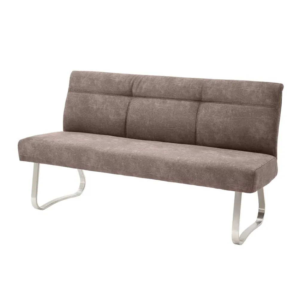 Wohnen Gepolsterte Bank in Beige Microfaser - Anguro