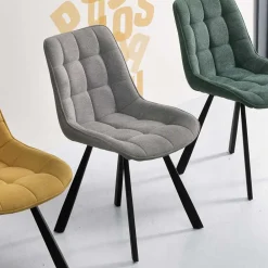 Wohnen Gepolsterte Esszimmerstühle in Hellgrau - Infinando (4er Set)