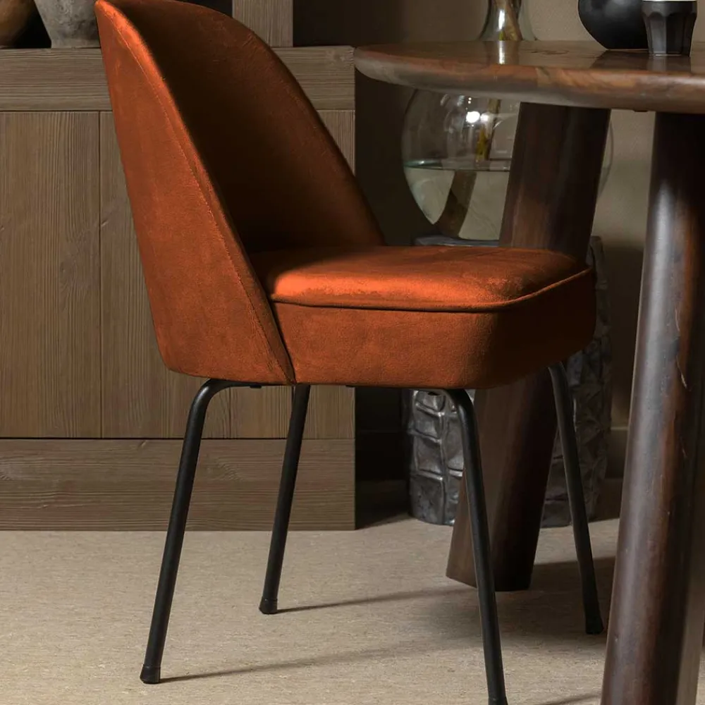 Wohnen Gepolsterte Samtstühle in Rost Braun - Licasia (2er Set)