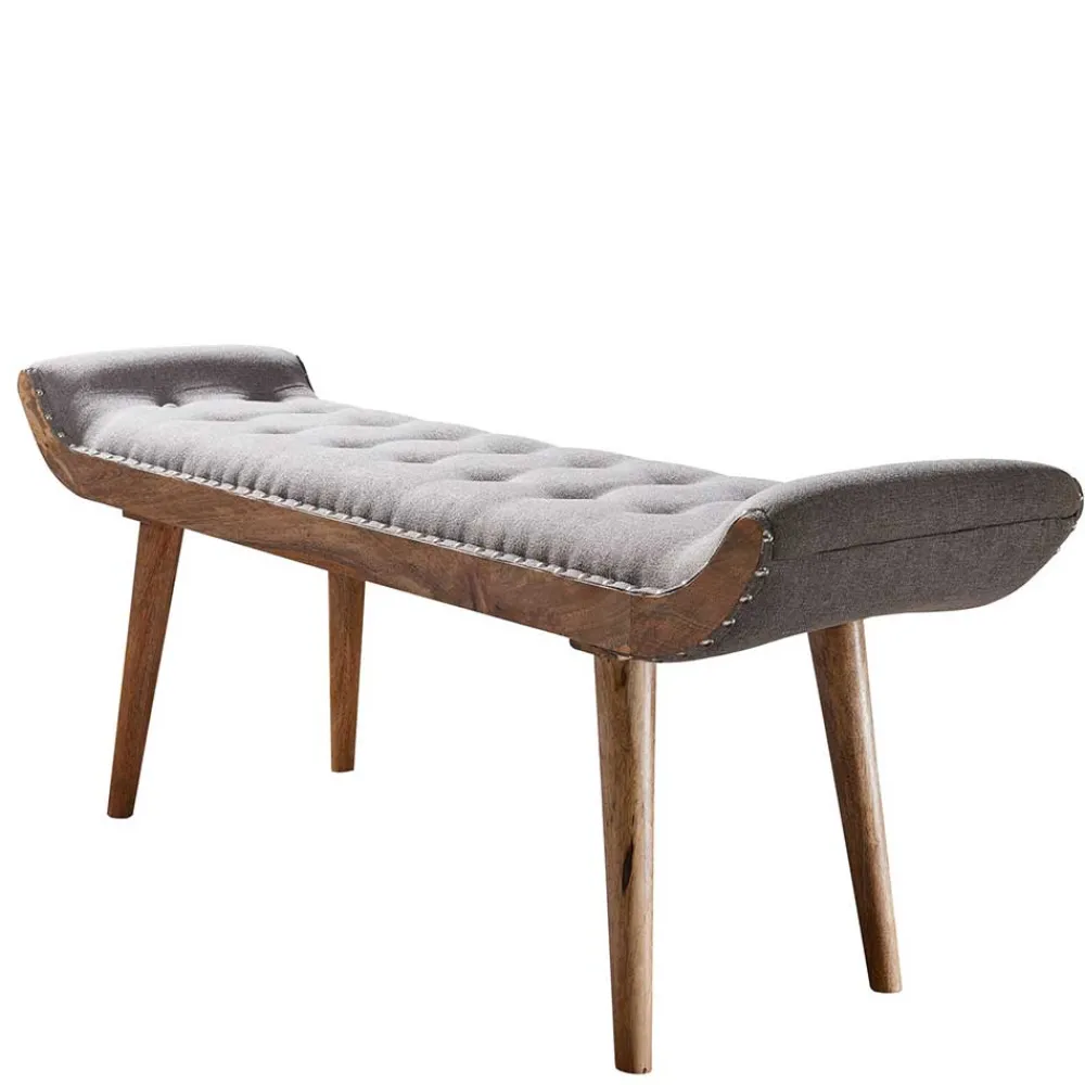 Wohnen Sitzbank|Küchenbänke*Gepolsterte Sitzbank in Grau Stoffbezug - Dattilon