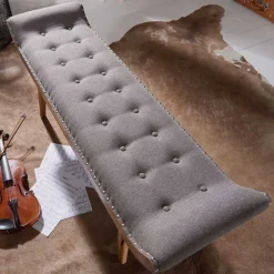 Wohnen Sitzbank|Küchenbänke*Gepolsterte Sitzbank in Grau Stoffbezug - Dattilon