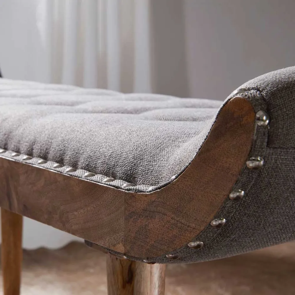 Wohnen Sitzbank|Küchenbänke*Gepolsterte Sitzbank in Grau Stoffbezug - Dattilon