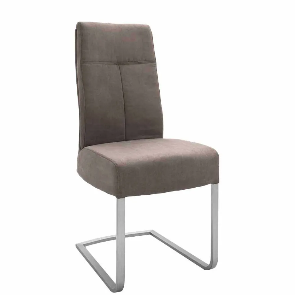 Wohnen Wohnzimmerstühle*Gepolsterter Freischwinger Stuhl in Braun - Carpreras (2er Set)