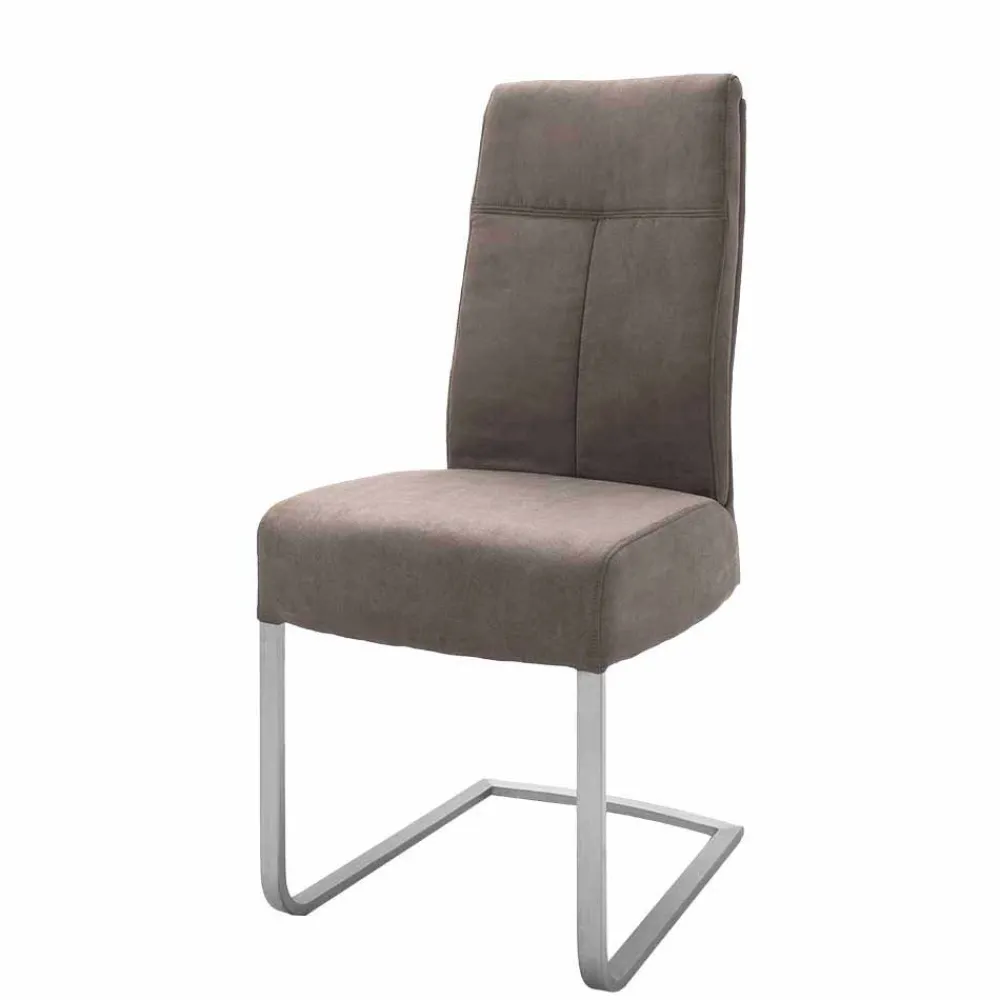 Wohnen Wohnzimmerstühle*Gepolsterter Freischwinger Stuhl in Braun - Carpreras (2er Set)