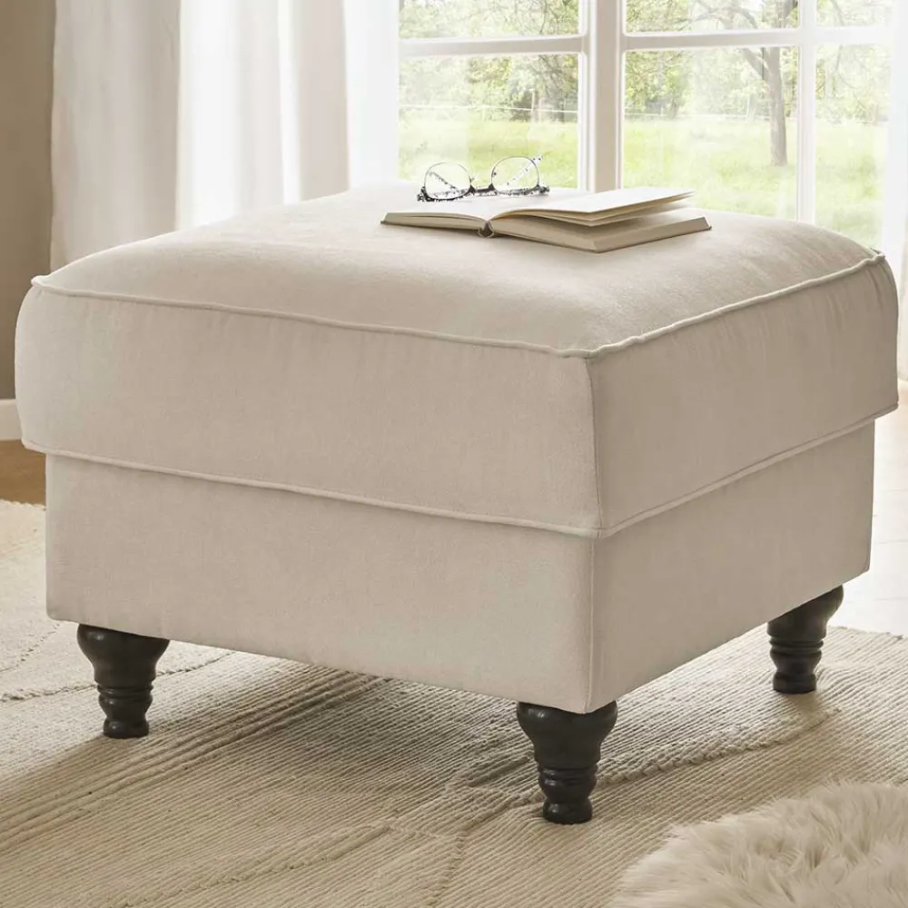 Wohnen Gepolsterter Hocker im Vintage Landhaus Look - Merandes