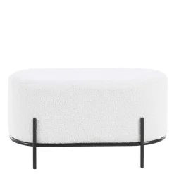 Wohnen Gepolsterter Hocker in Oval mit Boucle Bezug - Cady