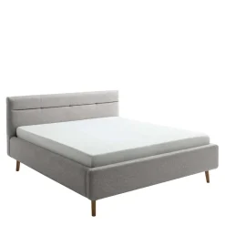 Wohnen Skandinavische Möbel|Jugendbetten*Gepolstertes Stauraumbett in Grau Stoff - Puni