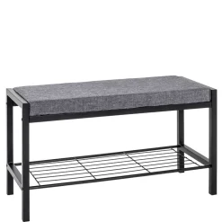 Wohnen Schuhschränke|Garderobenbänke*Geradlinige Metallbank gepolstert in Schwarz - Deliana