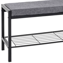 Wohnen Schuhschränke|Garderobenbänke*Geradlinige Metallbank gepolstert in Schwarz - Deliana