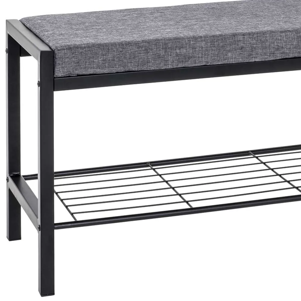 Wohnen Schuhschränke|Garderobenbänke*Geradlinige Metallbank gepolstert in Schwarz - Deliana