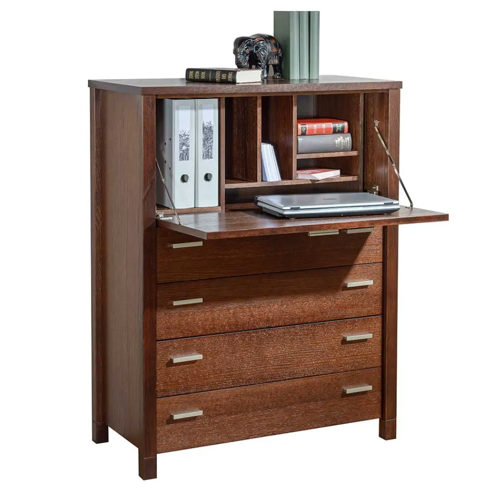 Wohnen Geradlinige Schreibkommode in Wenge Braun - Glosidrana