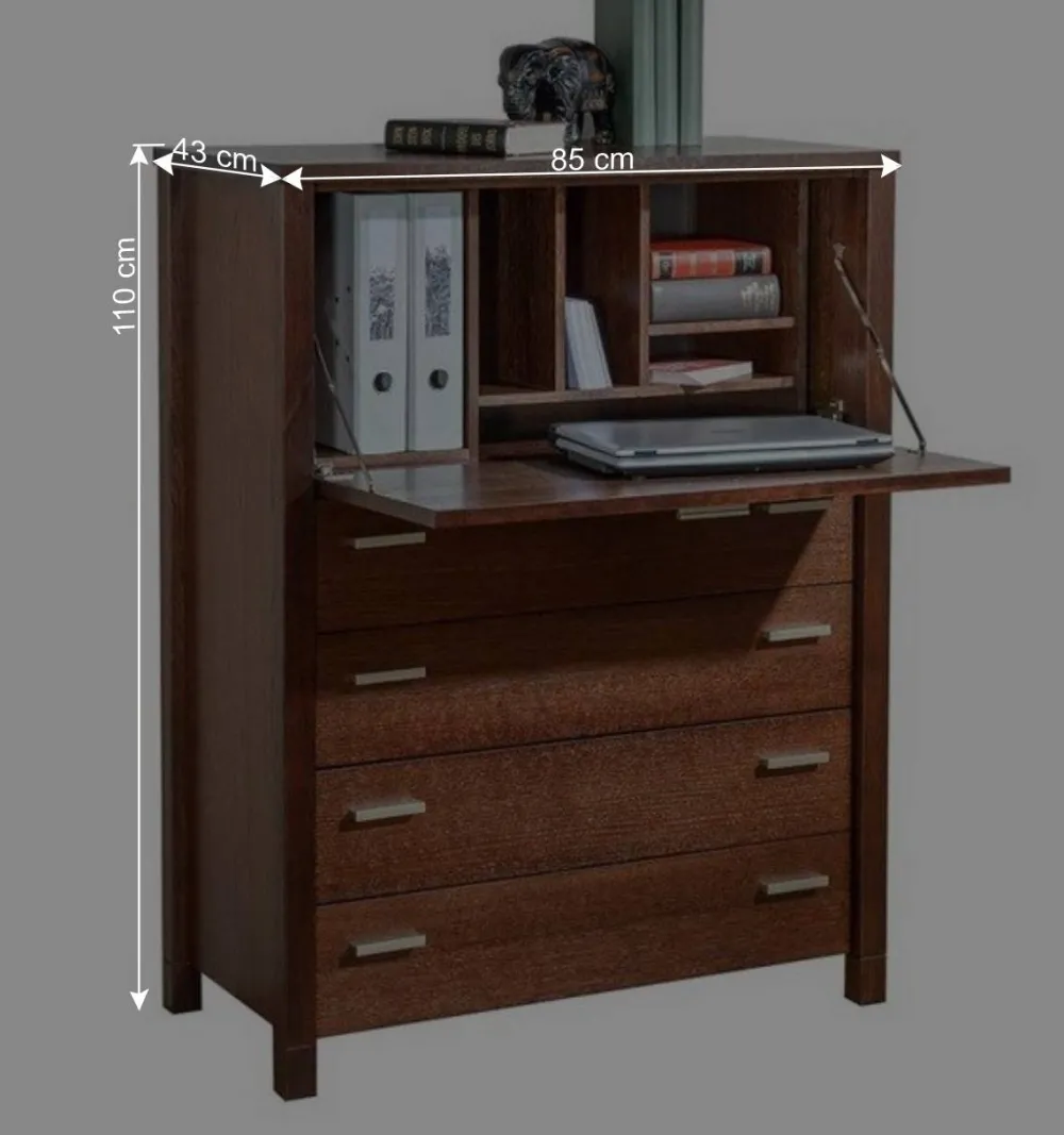 Wohnen Geradlinige Schreibkommode in Wenge Braun - Glosidrana