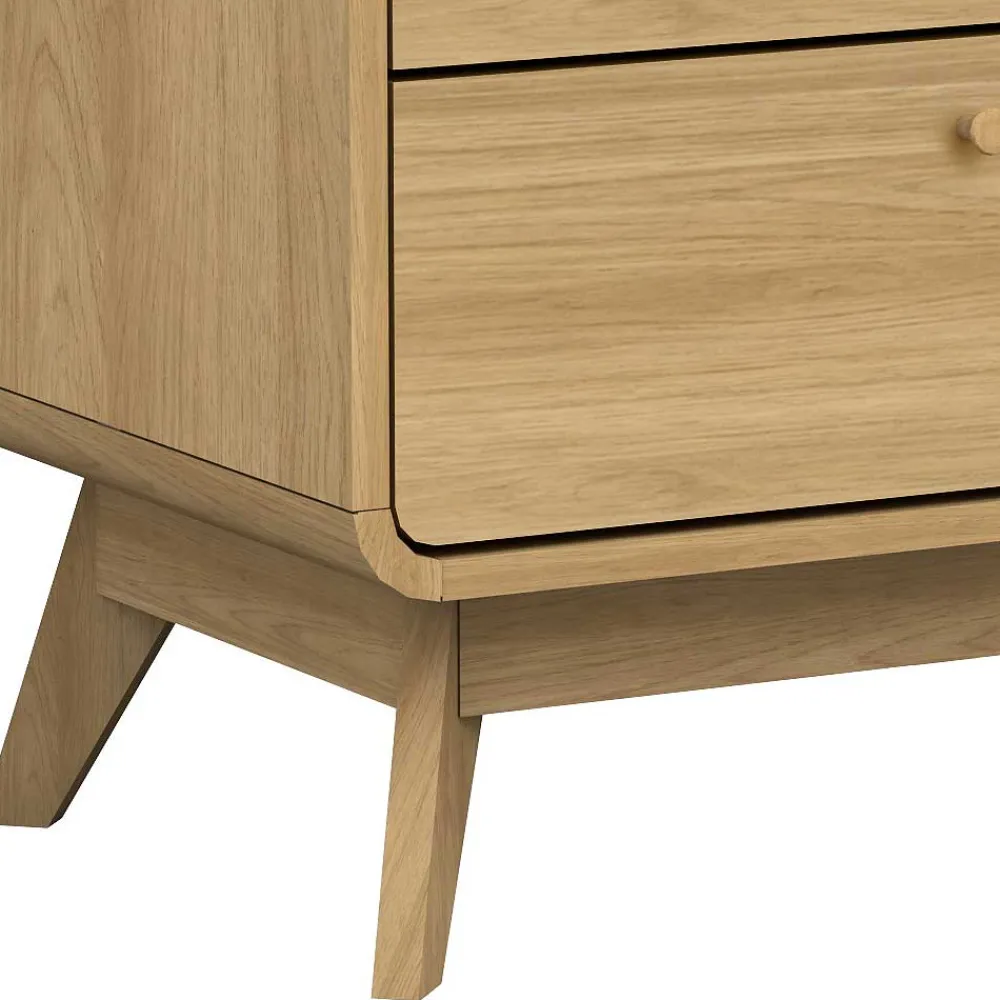 Wohnen Gerundete Nachtkommode in Eiche Optik - Irons