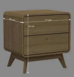 Wohnen Gerundete Nachtkommode in Eiche Optik - Irons