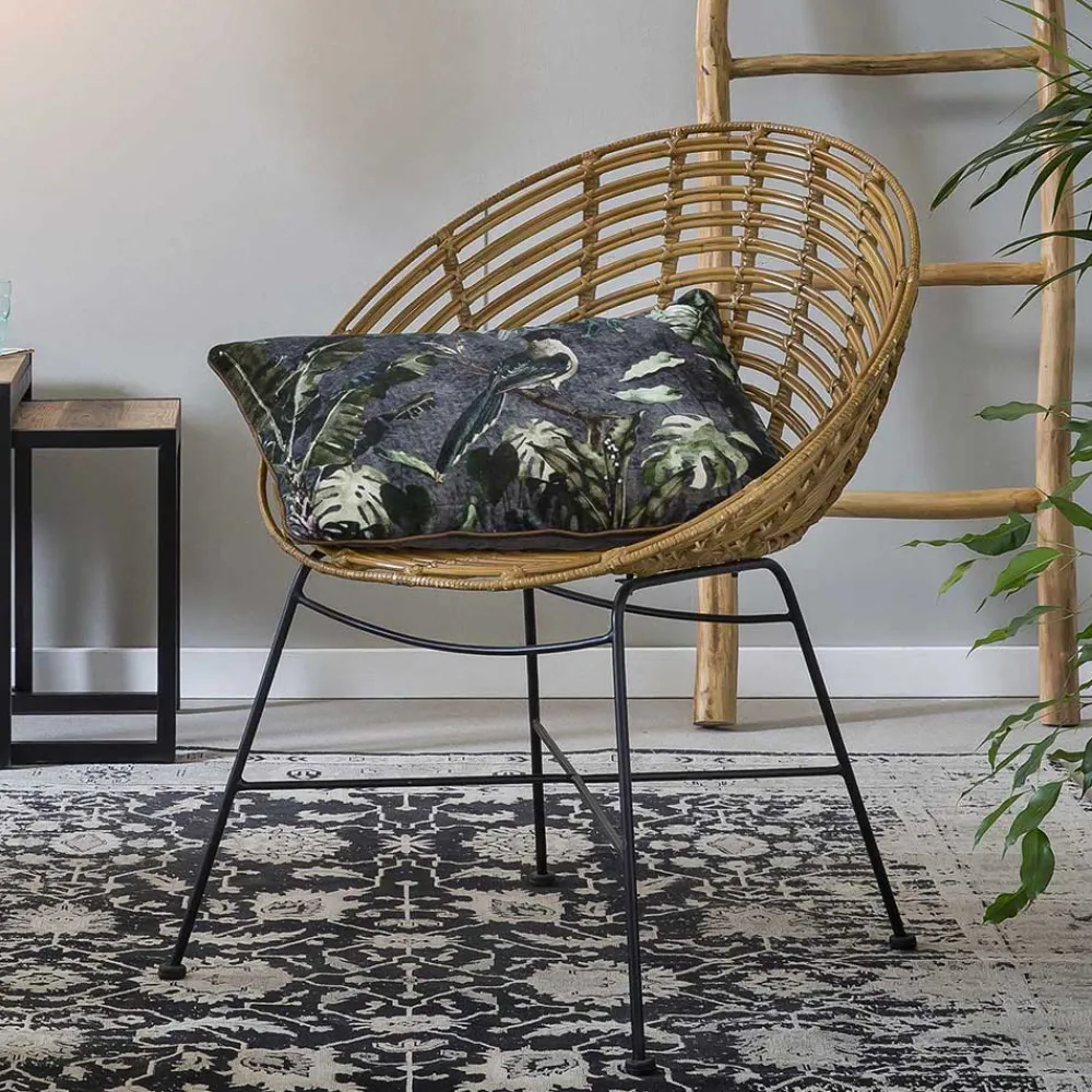 Wohnen Wohnzimmerstühle|Rattanmöbel*Gerundeter Designstuhl aus Rattan Geflecht Natur - Makan