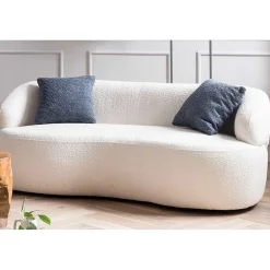 Wohnen Sofas|Sofa*Gerundetes Federkern Sofa in Weiß Boucle - Zenya