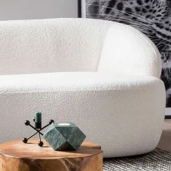 Wohnen Sofas|Sofa*Gerundetes Federkern Sofa in Weiß Boucle - Zenya