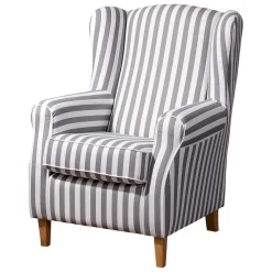 Wohnen Gestreifter Ohrensessel in Hellbraun und Weiß - Carlovac