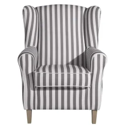 Wohnen Gestreifter Ohrensessel in Hellbraun und Weiß - Carlovac