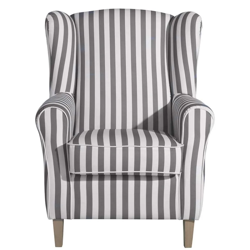 Wohnen Gestreifter Ohrensessel in Hellbraun und Weiß - Carlovac