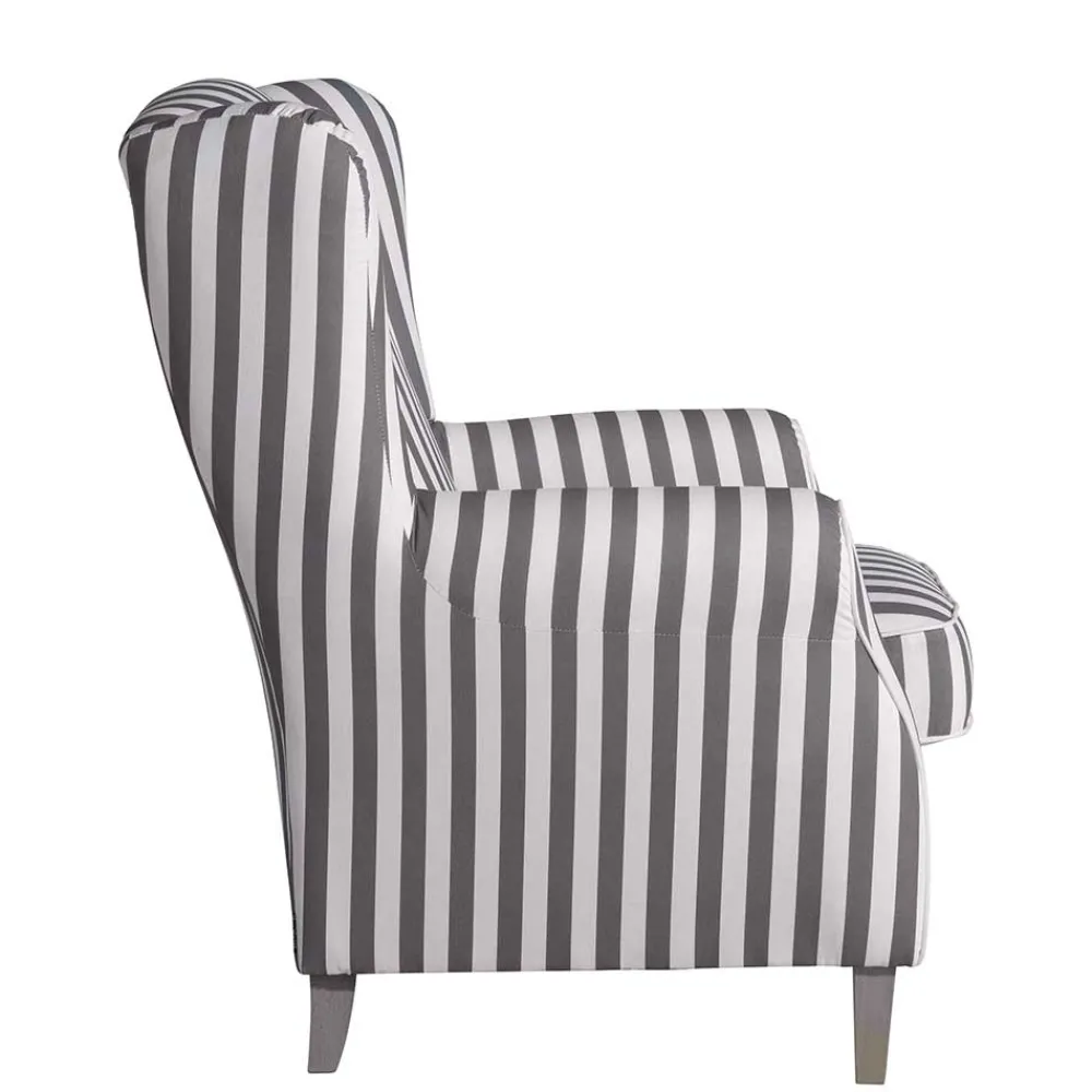 Wohnen Gestreifter Ohrensessel in Hellbraun und Weiß - Carlovac
