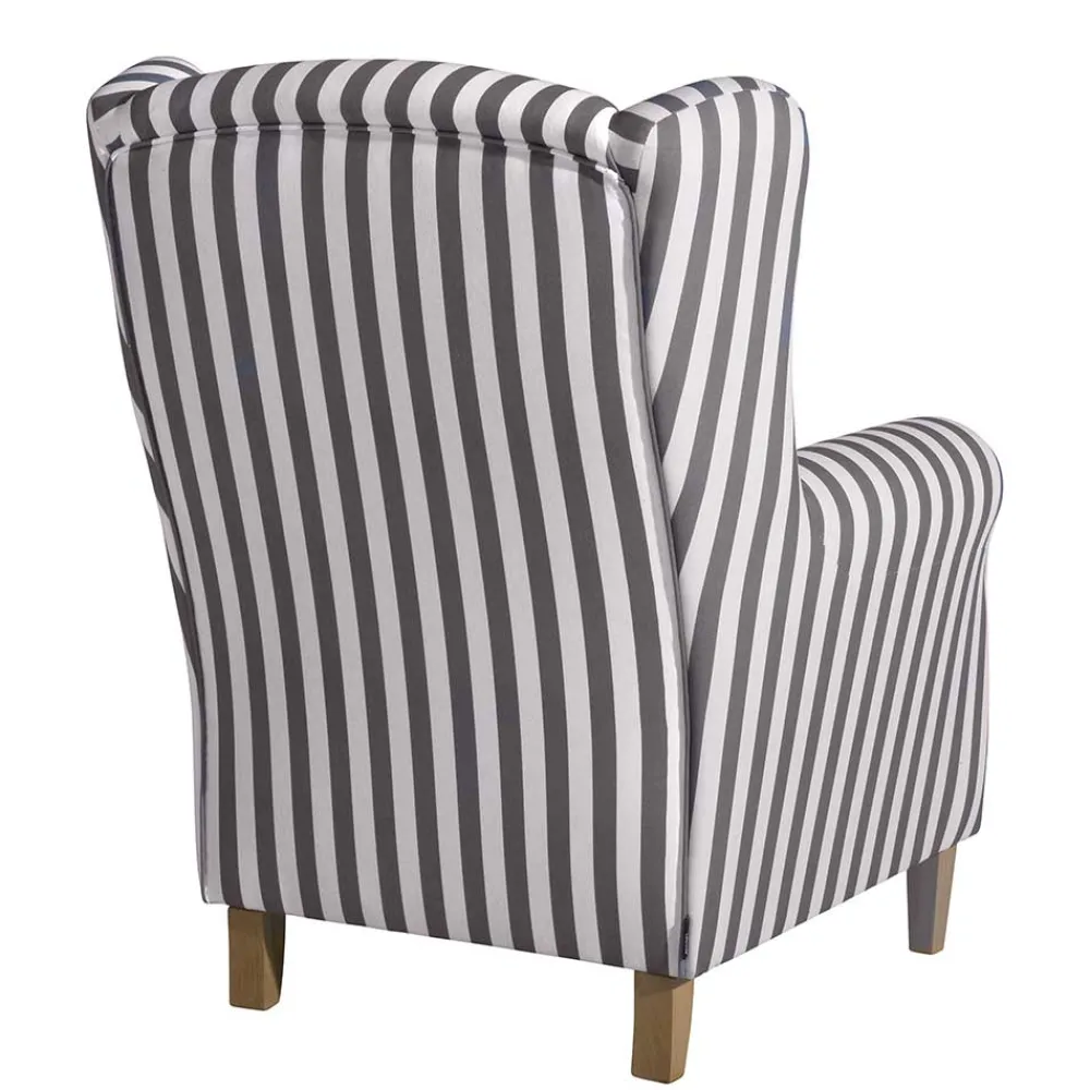 Wohnen Gestreifter Ohrensessel in Hellbraun und Weiß - Carlovac