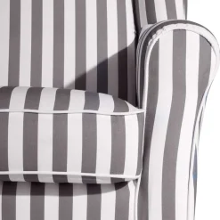 Wohnen Gestreifter Ohrensessel in Hellbraun und Weiß - Carlovac