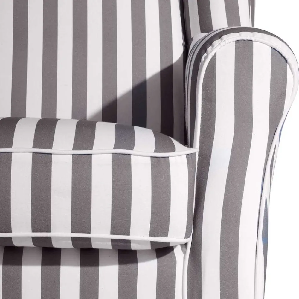 Wohnen Gestreifter Ohrensessel in Hellbraun und Weiß - Carlovac