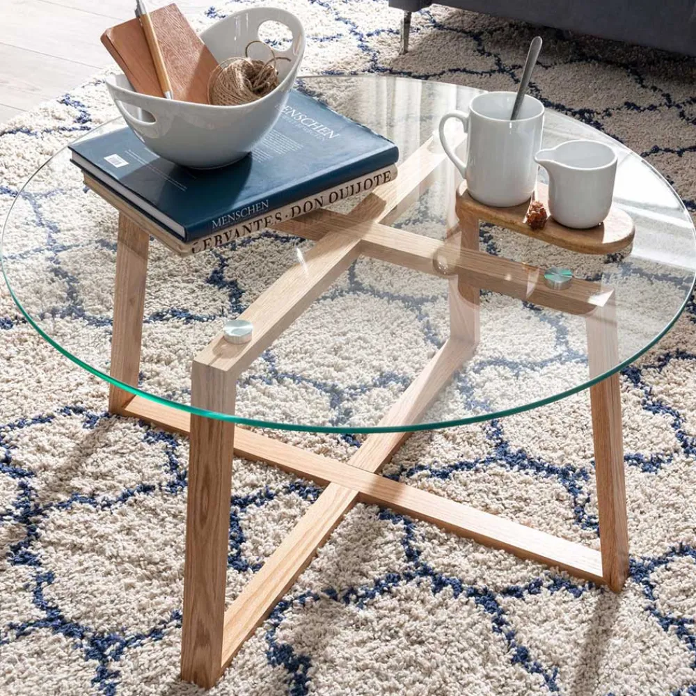Wohnen Skandinavische Möbel|Couchtisch*Glas Couchtisch in Rund 78x41x78 - Lavissa