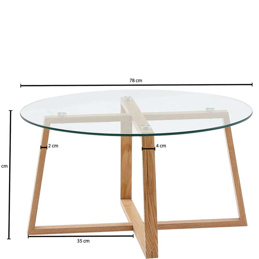 Wohnen Skandinavische Möbel|Couchtisch*Glas Couchtisch in Rund 78x41x78 - Lavissa