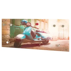 Wohnen Retro Möbel|Garderoben*Glas Garderobe mit Motorroller Fotodruck - Fleppos
