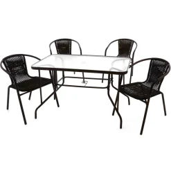 Wohnen Glas Gartentisch & Tischsessel Set - Sylverta (fünfteilig)