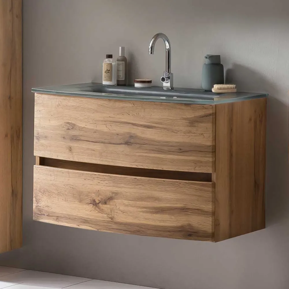 Wohnen Glas Waschbecken Waschtisch 80 cm breit - Neuzera