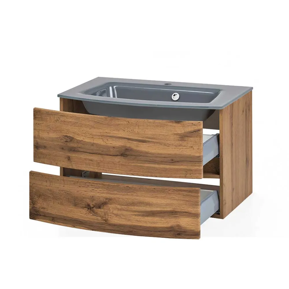 Wohnen Glas Waschbecken Waschtisch 80 cm breit - Neuzera